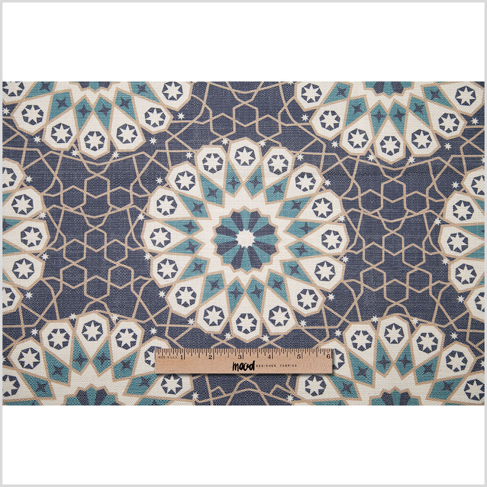Spanish Navy/Beige Geometric Poly/Cotton Canvas - Full Spanish Navy/Beige Geometric Poly/Cotton Canvas - Full