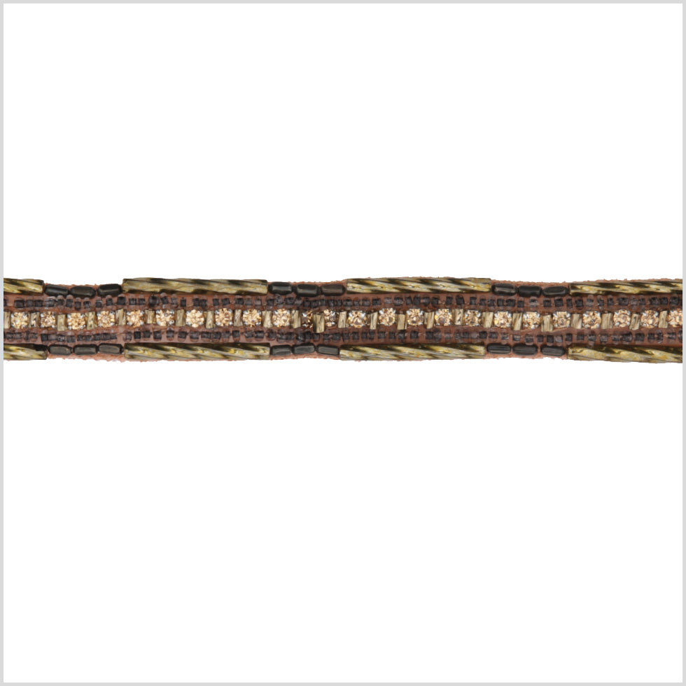 0.5" Gold/Copper Beaded Rhinestone Trim