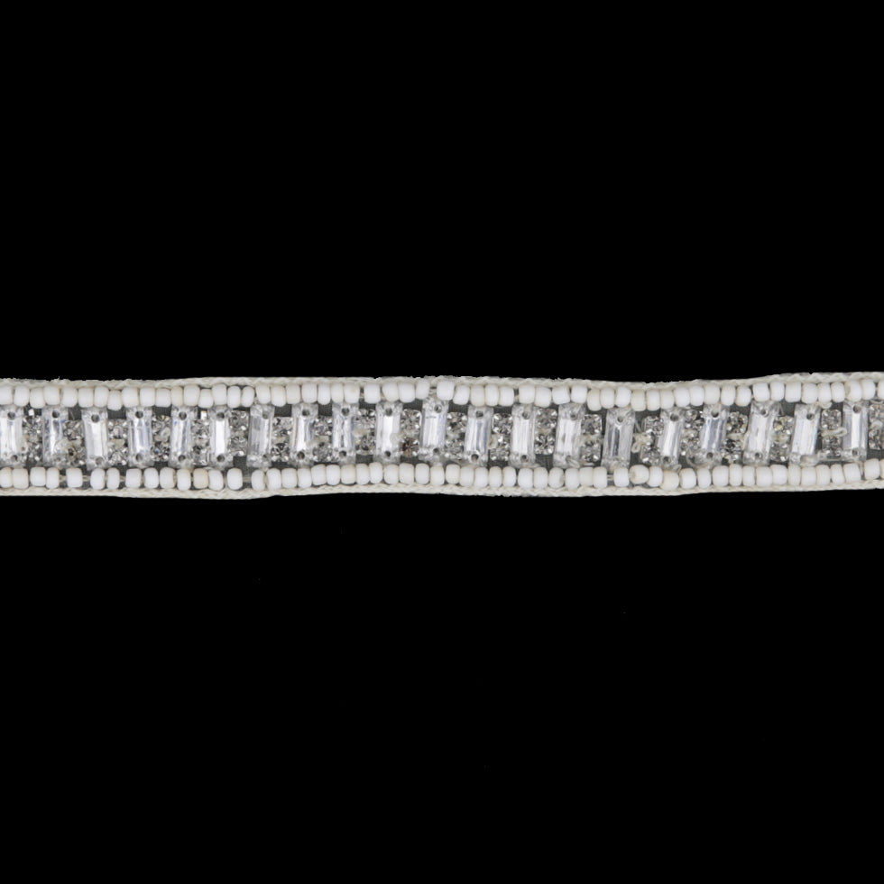 Ivory/Gunmetal Beaded Rhinestone Trim - 0.5 Ivory/Gunmetal Beaded Rhinestone Trim - 0.5