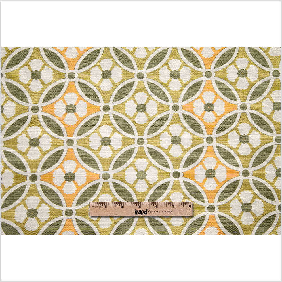 Spanish Green/Orange Floral Geometric Poly/Cotton Canvas Full Spanish Green/Orange Floral Geometric Poly/Cotton Canvas Full