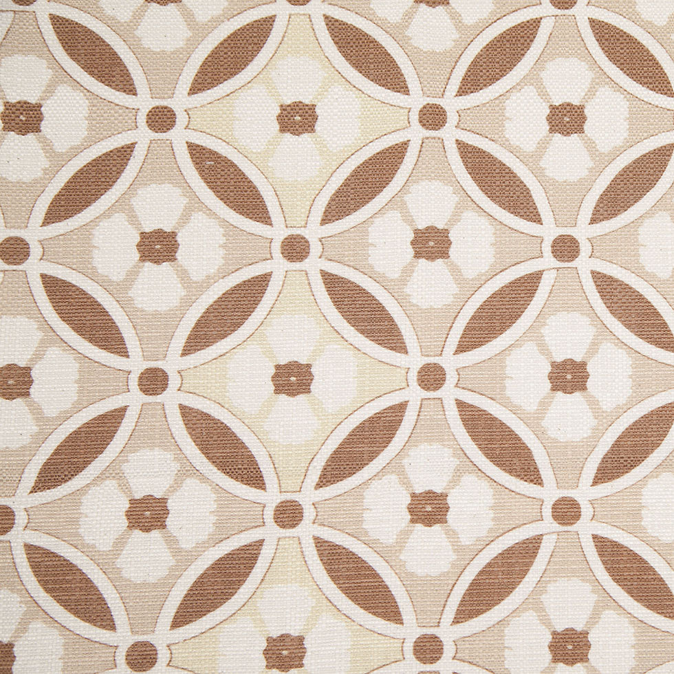 Spanish Brown/Beige Floral Geometric Poly/Cotton Canvas Spanish Brown/Beige Floral Geometric Poly/Cotton Canvas