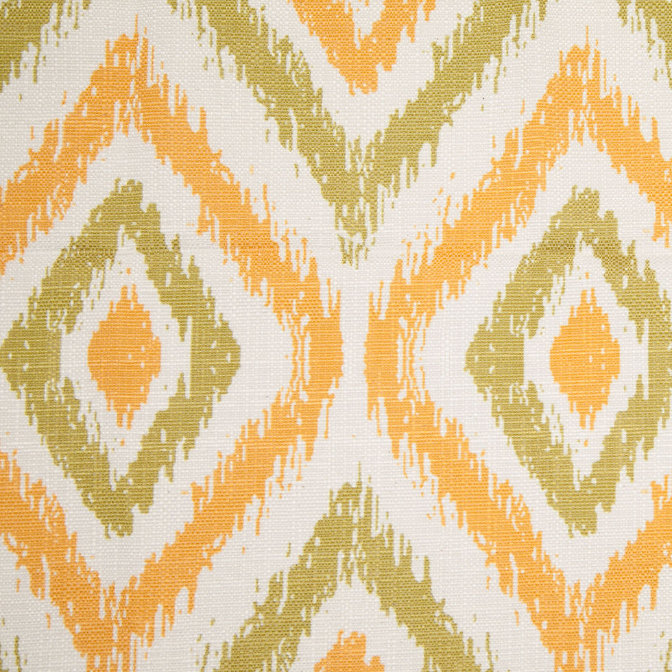 Spanish Green/Orange Ikat-Like Geometric Poly/Cotton Canvas Spanish Green/Orange Ikat-Like Geometric Poly/Cotton Canvas