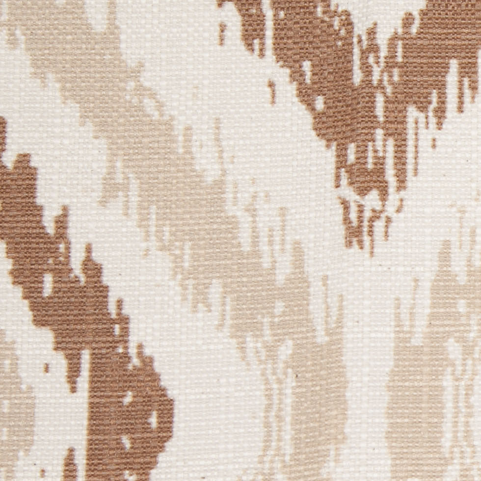 Spanish Brown/Beige Ikat-Like Geometric Poly/Cotton Canvas - Detail Spanish Brown/Beige Ikat-Like Geometric Poly/Cotton Canvas - Detail