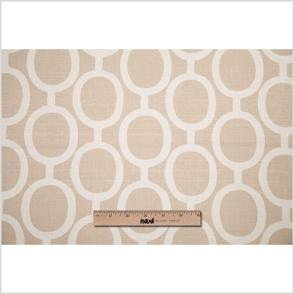 Spanish Beige/White Geometric Poly/Cotton Canvas Full Spanish Beige/White Geometric Poly/Cotton Canvas Full