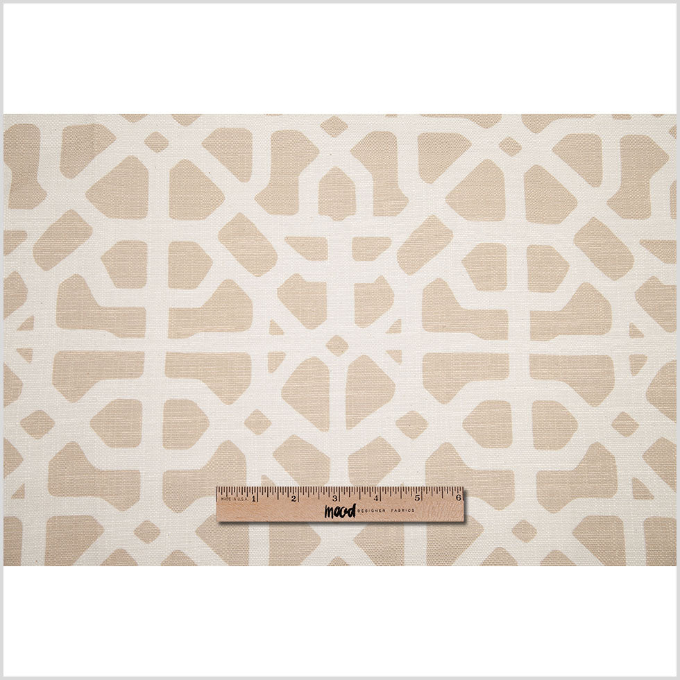 Spanish Beige/White Geometric Poly/Cotton Canvas - Full Spanish Beige/White Geometric Poly/Cotton Canvas - Full