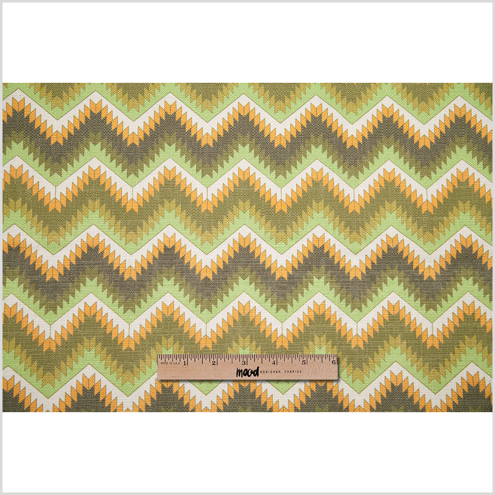 Spanish Green/Orange Geometric Poly/Cotton Canvas Full Spanish Green/Orange Geometric Poly/Cotton Canvas Full