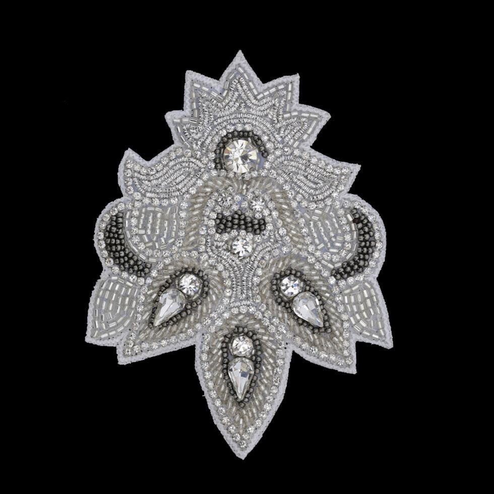 Silver/Gunmetal Beaded Rhinestone Applique Silver/Gunmetal Beaded Rhinestone Applique
