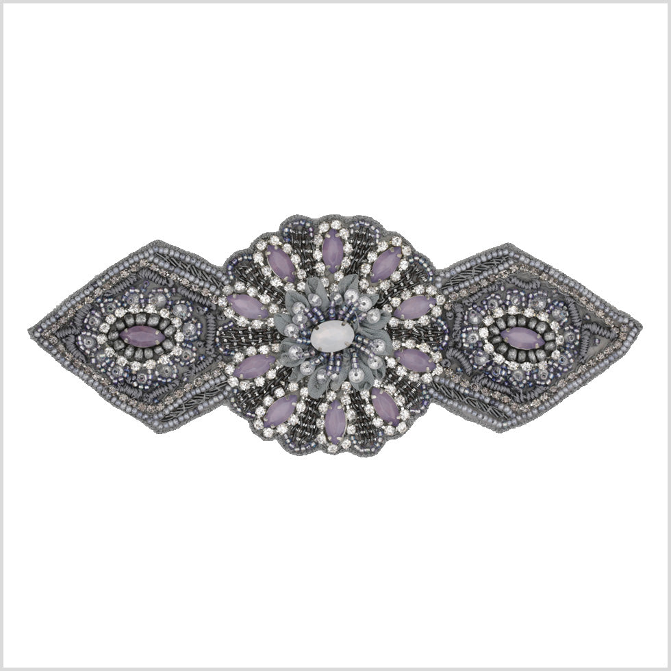 Gray/Purple Beaded Rhinestone Applique Gray/Purple Beaded Rhinestone Applique