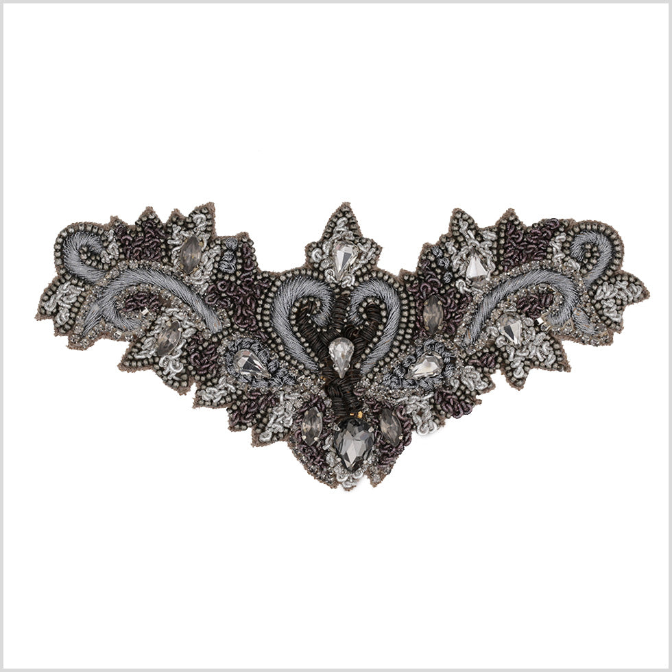 Gunmetal/Light Blue Beaded Rhinestone Applique Gunmetal/Light Blue Beaded Rhinestone Applique