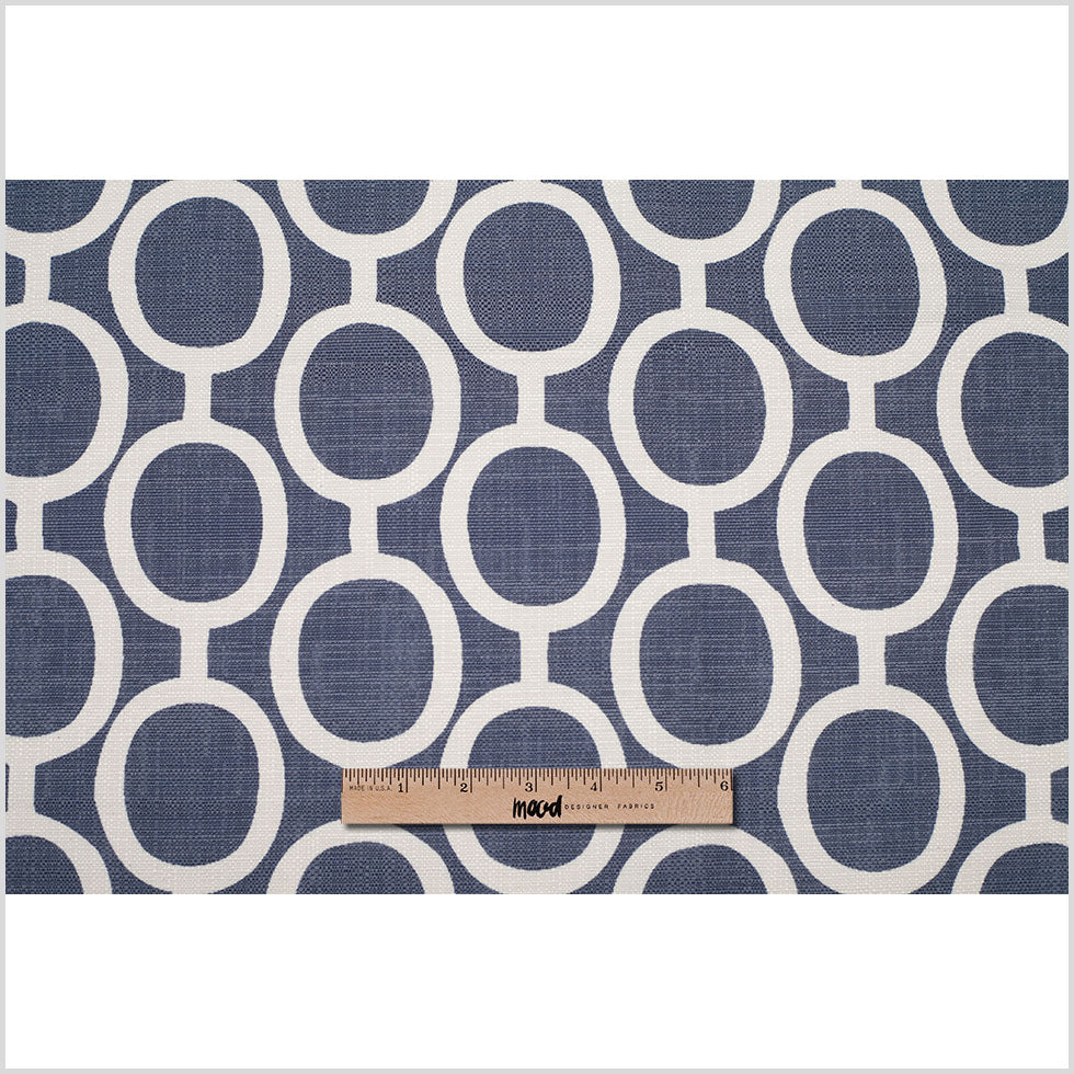 Spanish Denim/White Geometric Poly/Cotton Canvas Full Spanish Denim/White Geometric Poly/Cotton Canvas Full