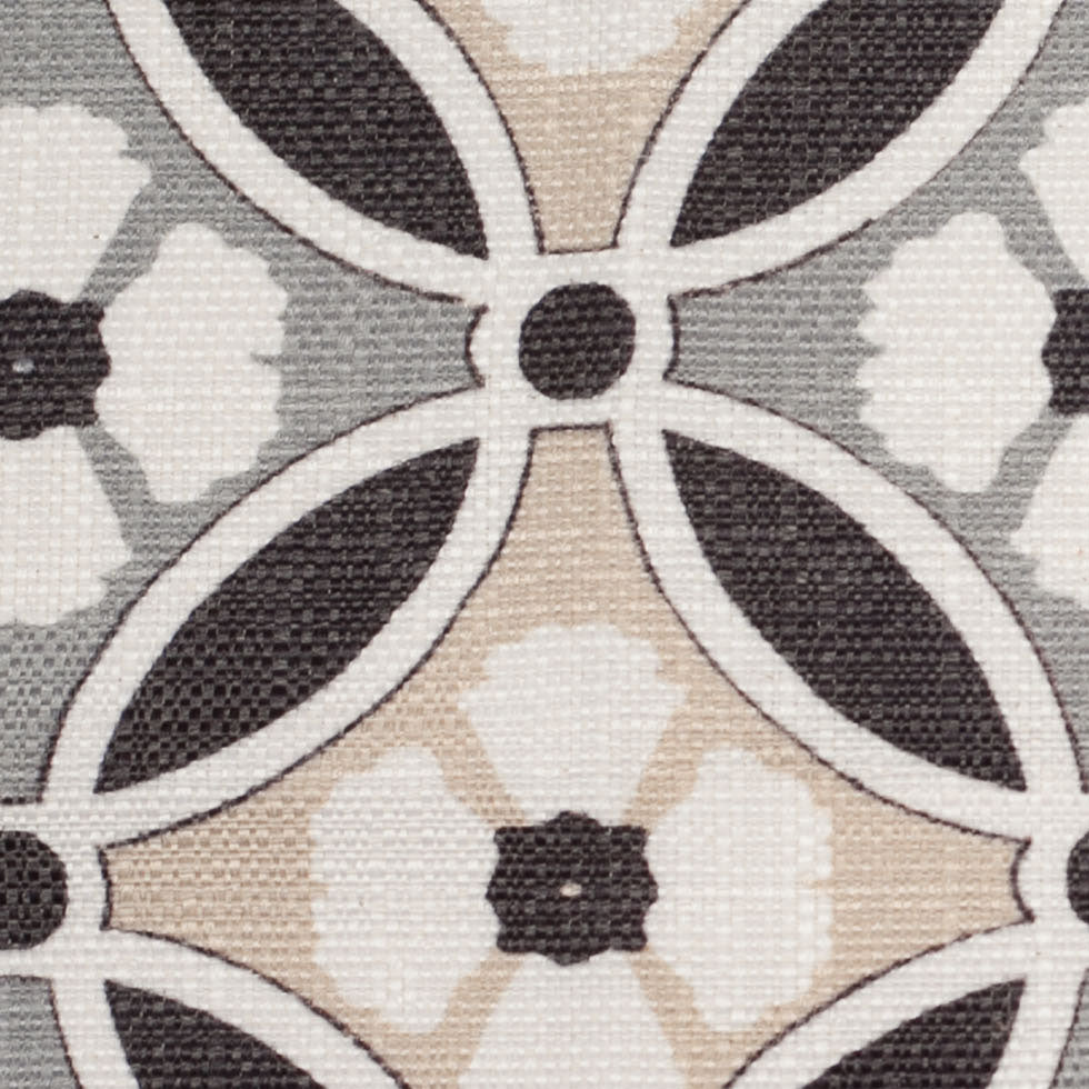 Spanish Black/Gray Floral Geometric Poly/Cotton Canvas - Detail Spanish Black/Gray Floral Geometric Poly/Cotton Canvas - Detail