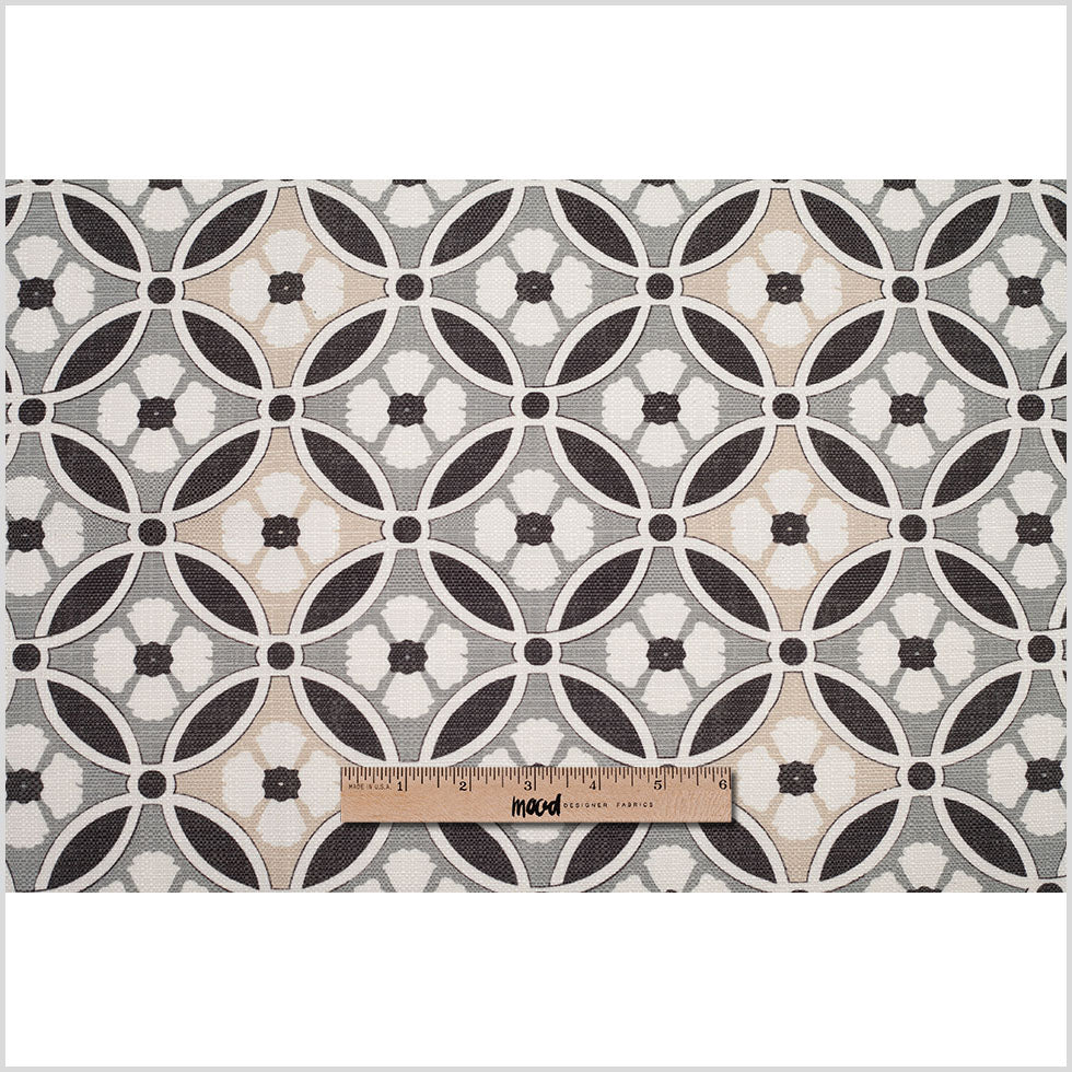 Spanish Black/Gray Floral Geometric Poly/Cotton Canvas - Full Spanish Black/Gray Floral Geometric Poly/Cotton Canvas - Full
