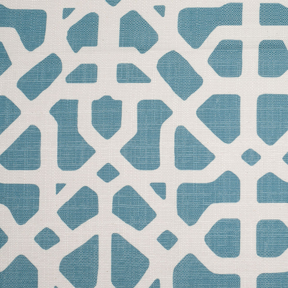 Spanish Blue/White Geometric Poly/Cotton Canvas Spanish Blue/White Geometric Poly/Cotton Canvas