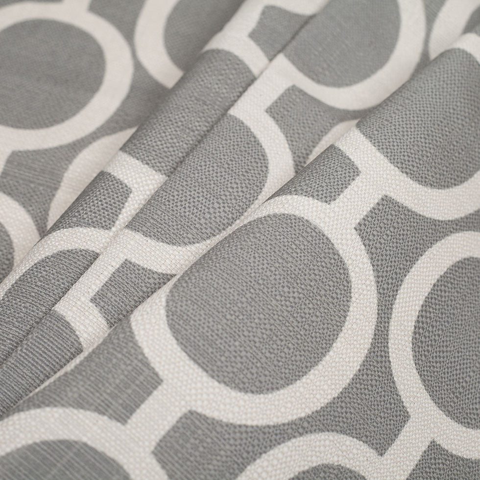 Spanish Gray/White Geometric Poly/Cotton Canvas Folded Spanish Gray/White Geometric Poly/Cotton Canvas Folded
