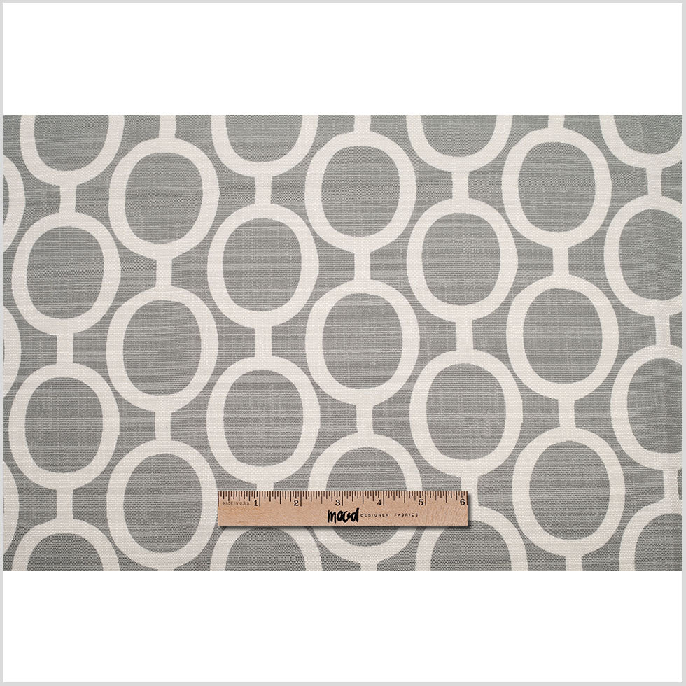 Spanish Gray/White Geometric Poly/Cotton Canvas Full Spanish Gray/White Geometric Poly/Cotton Canvas Full