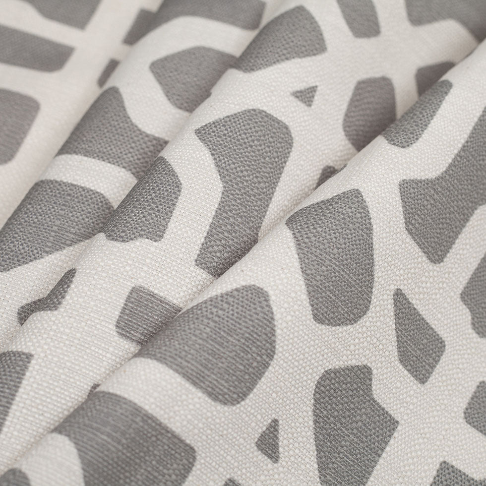 Spanish Gray/White Geometric Poly/Cotton Canvas - Folded Spanish Gray/White Geometric Poly/Cotton Canvas - Folded