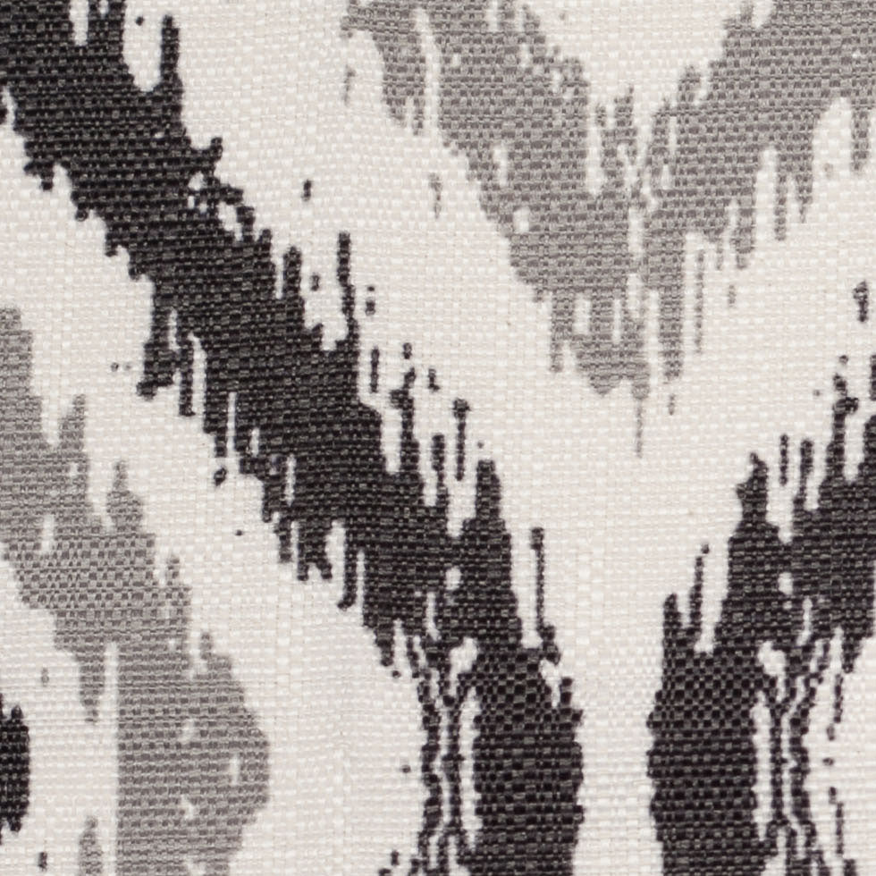 Spanish Black/Gray Ikat-Like Geometric Poly/Cotton Canvas - Detail Spanish Black/Gray Ikat-Like Geometric Poly/Cotton Canvas - Detail