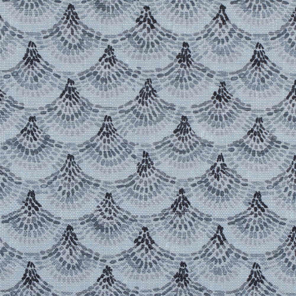 Spanish Charcoal and Blue Geometric Poly/Cotton Canvas Spanish Charcoal and Blue Geometric Poly/Cotton Canvas