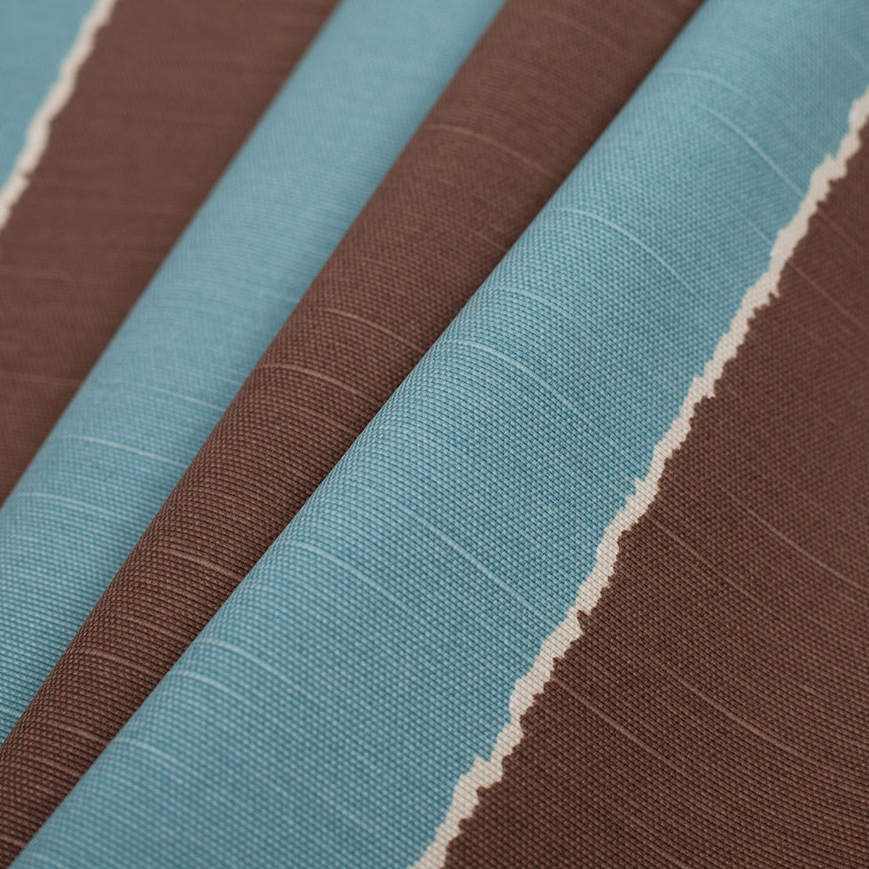 Spanish Blue/Brown Striped Poly-Cotton Woven - Folded Spanish Blue/Brown Striped Poly-Cotton Woven - Folded