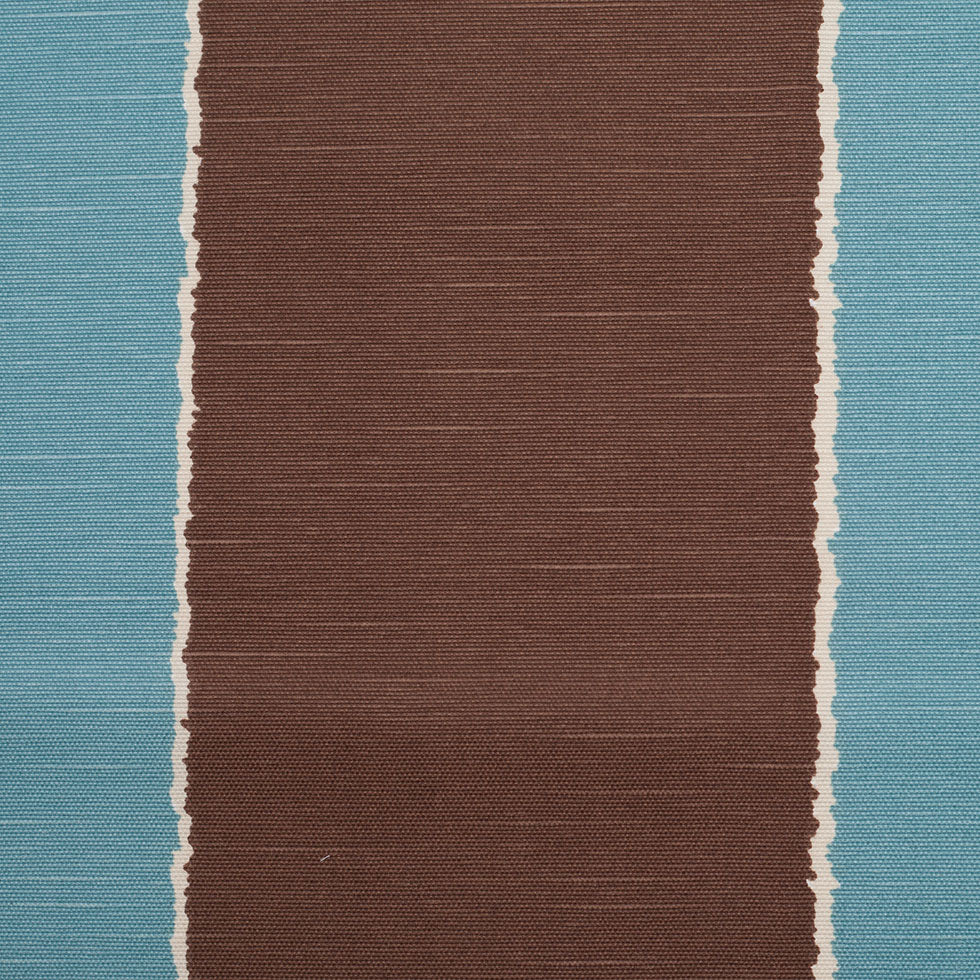 Spanish Blue/Brown Striped Poly-Cotton Woven Spanish Blue/Brown Striped Poly-Cotton Woven