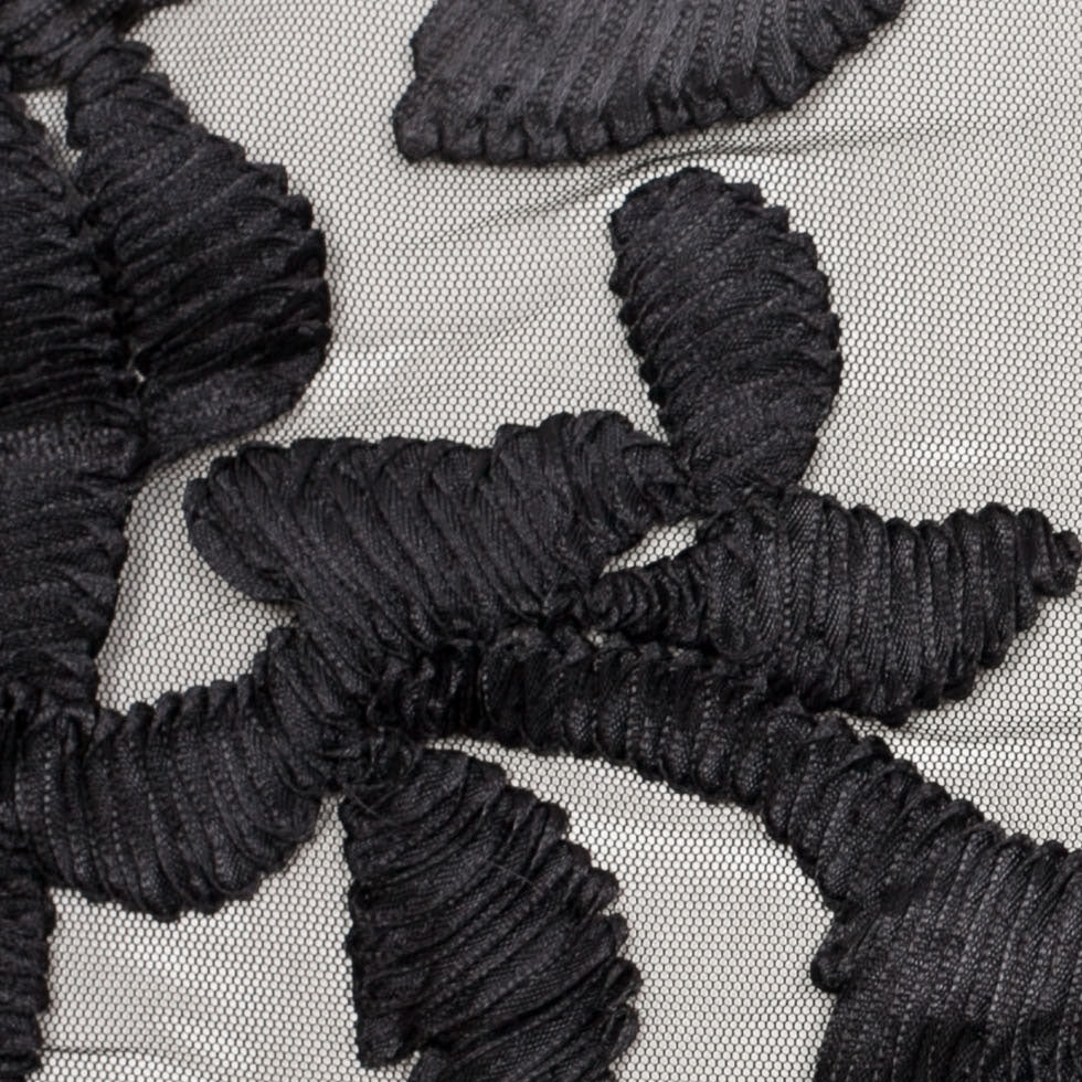 Black Ribbon Embroidered Netting Detail Black Ribbon Embroidered Netting Detail