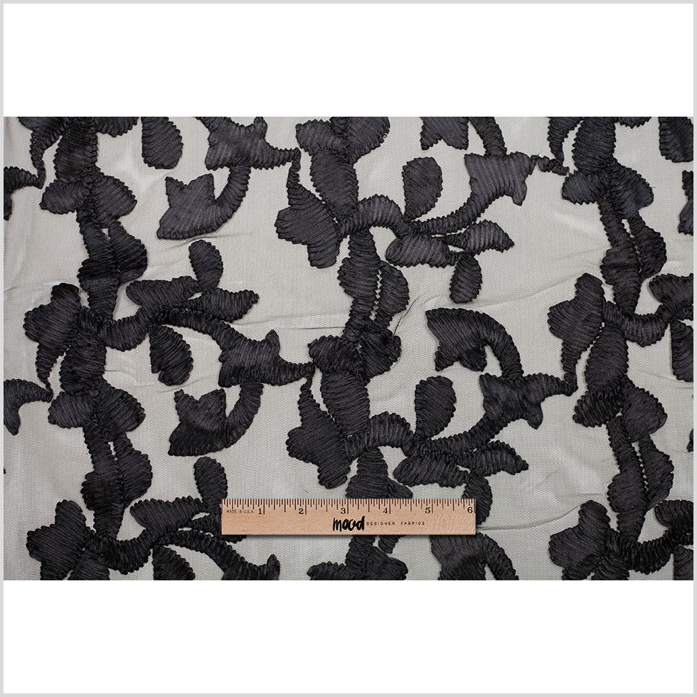 Black Ribbon Embroidered Netting Full Black Ribbon Embroidered Netting Full