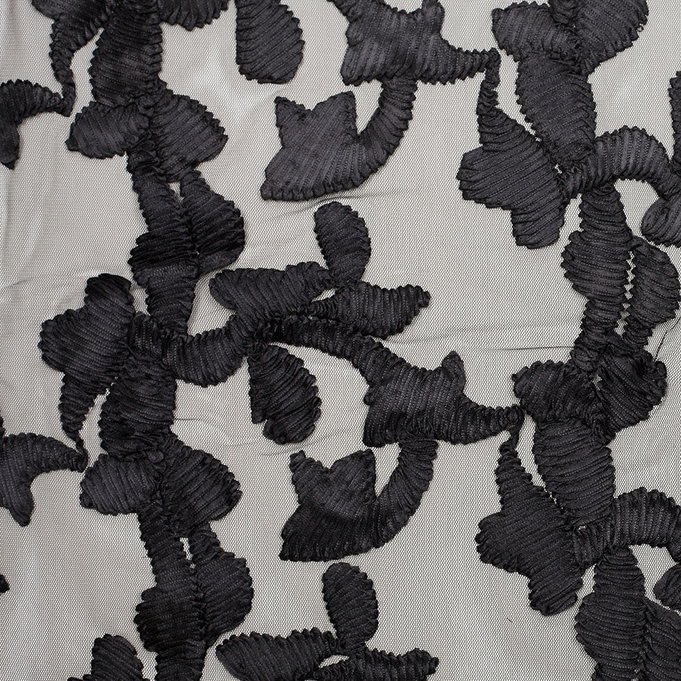 Black Ribbon Embroidered Netting Black Ribbon Embroidered Netting