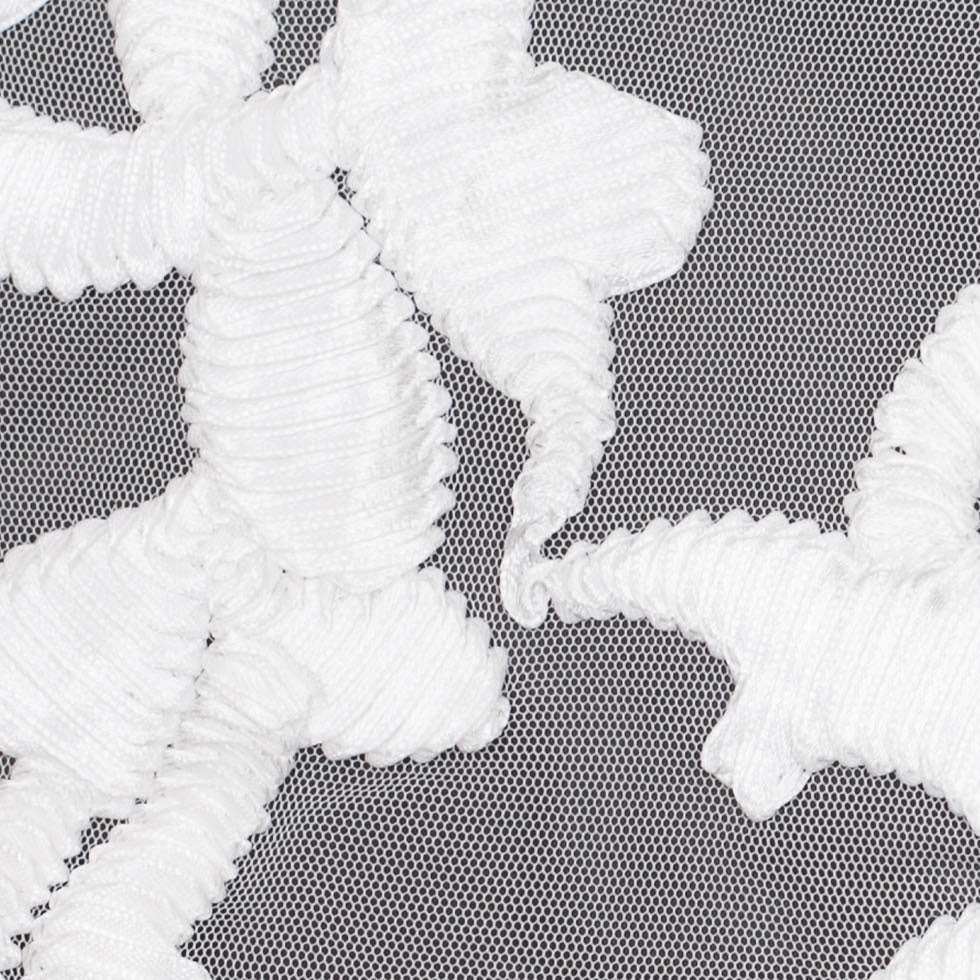 White Ribbon Embroidered Netting Detail White Ribbon Embroidered Netting Detail