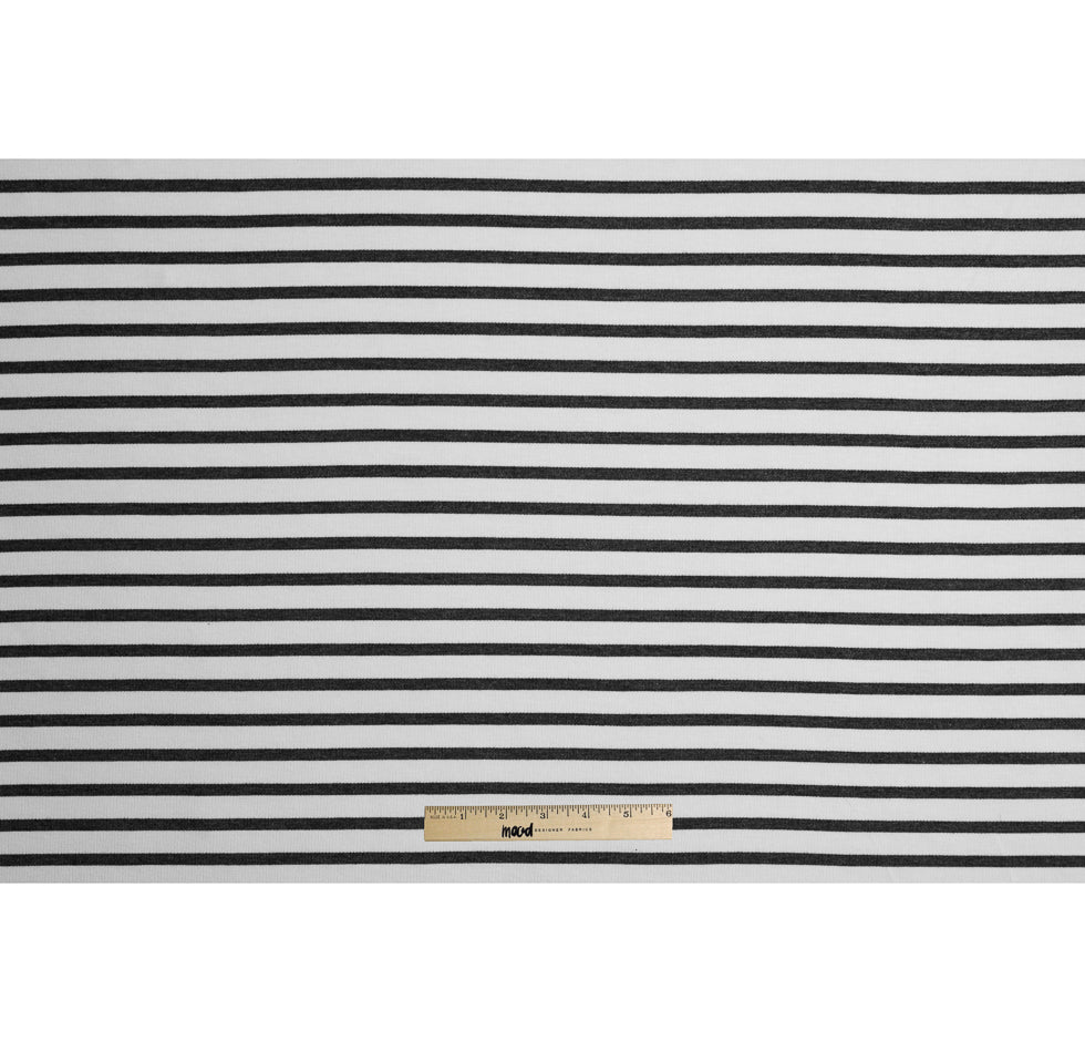 Ecru/Gray Saint James Striped Ponte Knit - Folded Ecru/Gray Saint James Striped Ponte Knit - Folded
