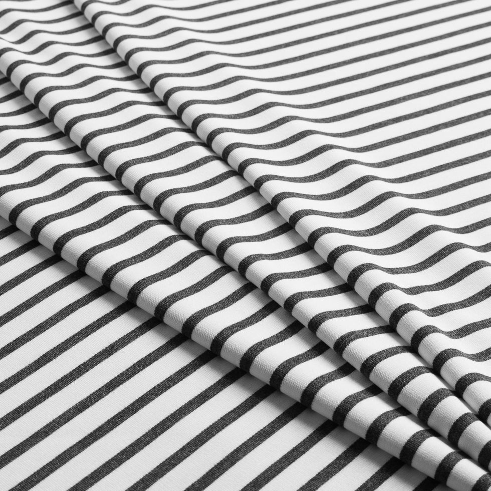 Ecru/Gray Saint James Striped Ponte Knit - Detail Ecru/Gray Saint James Striped Ponte Knit - Detail