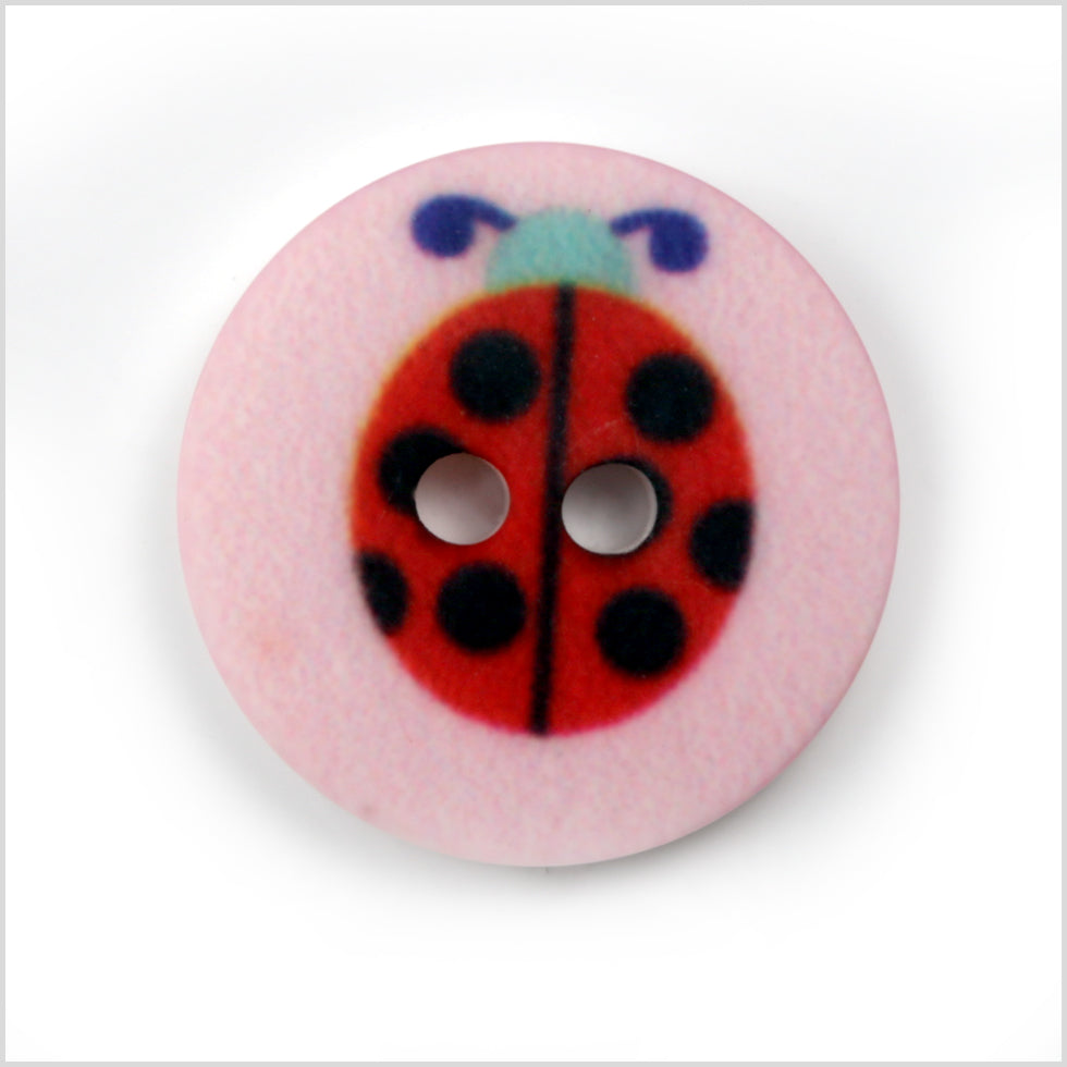 Pink Kids Ladybug Button - 24L/15mm Pink Kids Ladybug Button - 24L/15mm
