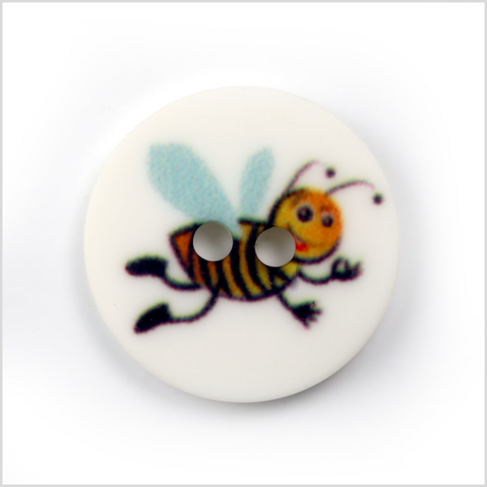 White Kids Bumblebee Button - 24L/15mm White Kids Bumblebee Button - 24L/15mm
