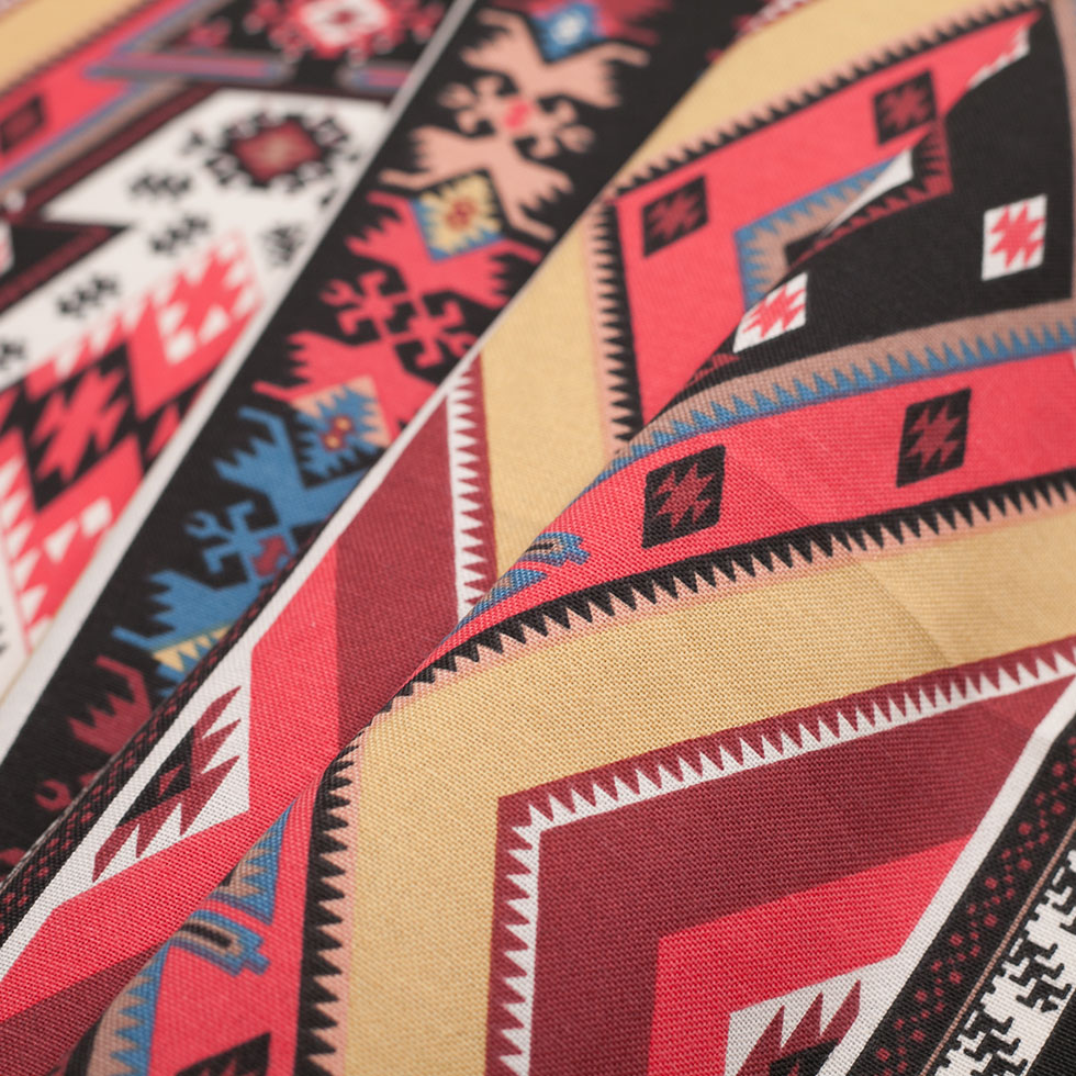 Spanish Multicolor Geometric Cotton-Polyester Print Folded Spanish Multicolor Geometric Cotton-Polyester Print Folded