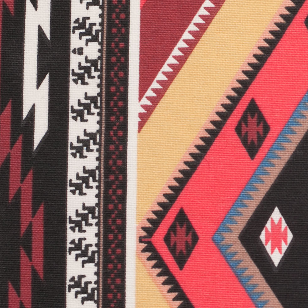 Spanish Multicolor Geometric Cotton-Polyester Print Detail Spanish Multicolor Geometric Cotton-Polyester Print Detail