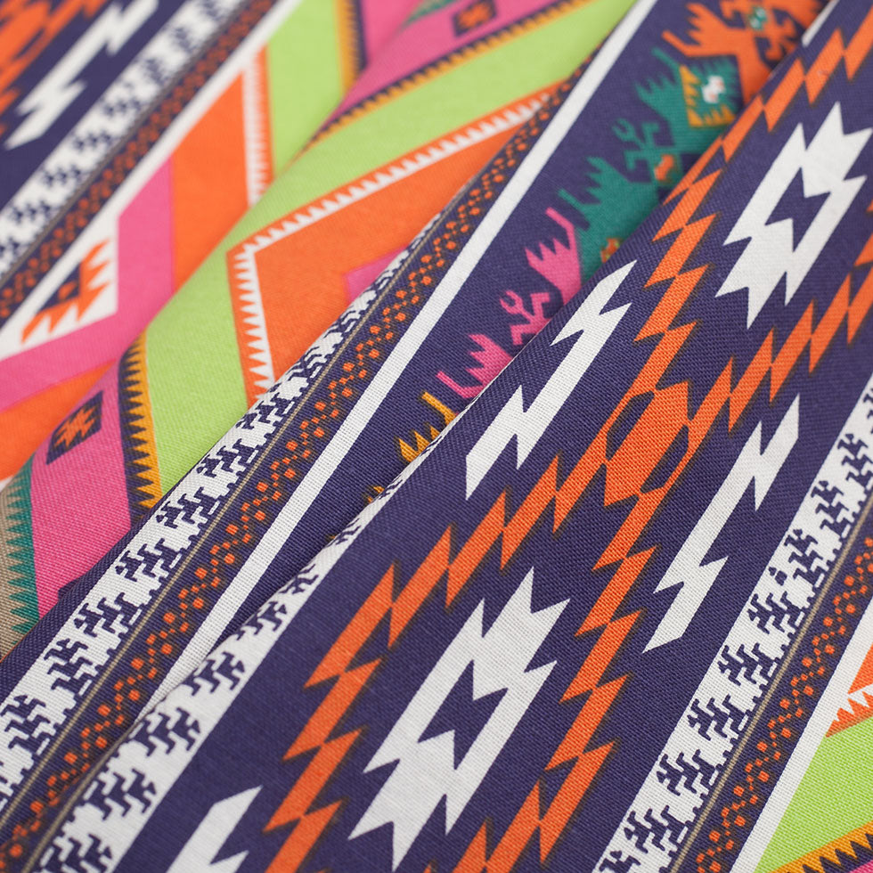 Spanish Multicolor Geometric Cotton-Polyester Print - Folded Spanish Multicolor Geometric Cotton-Polyester Print - Folded