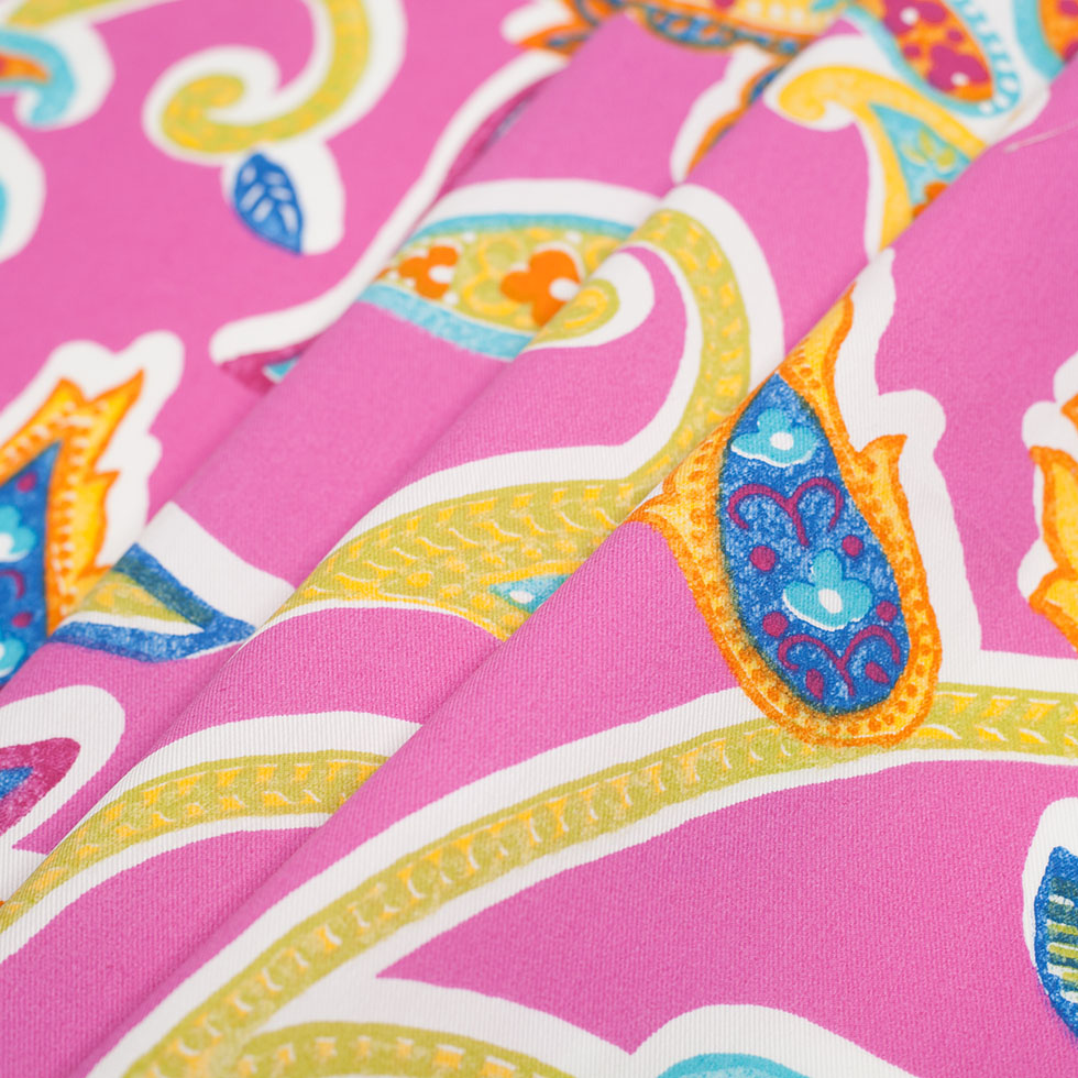 Spanish Fuchsia Floral Cotton-Polyester Print - Folded Spanish Fuchsia Floral Cotton-Polyester Print - Folded