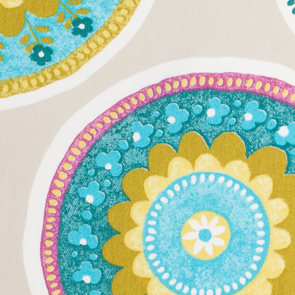 Spanish Beige Medallion Cotton-Polyester Print Detail Spanish Beige Medallion Cotton-Polyester Print Detail