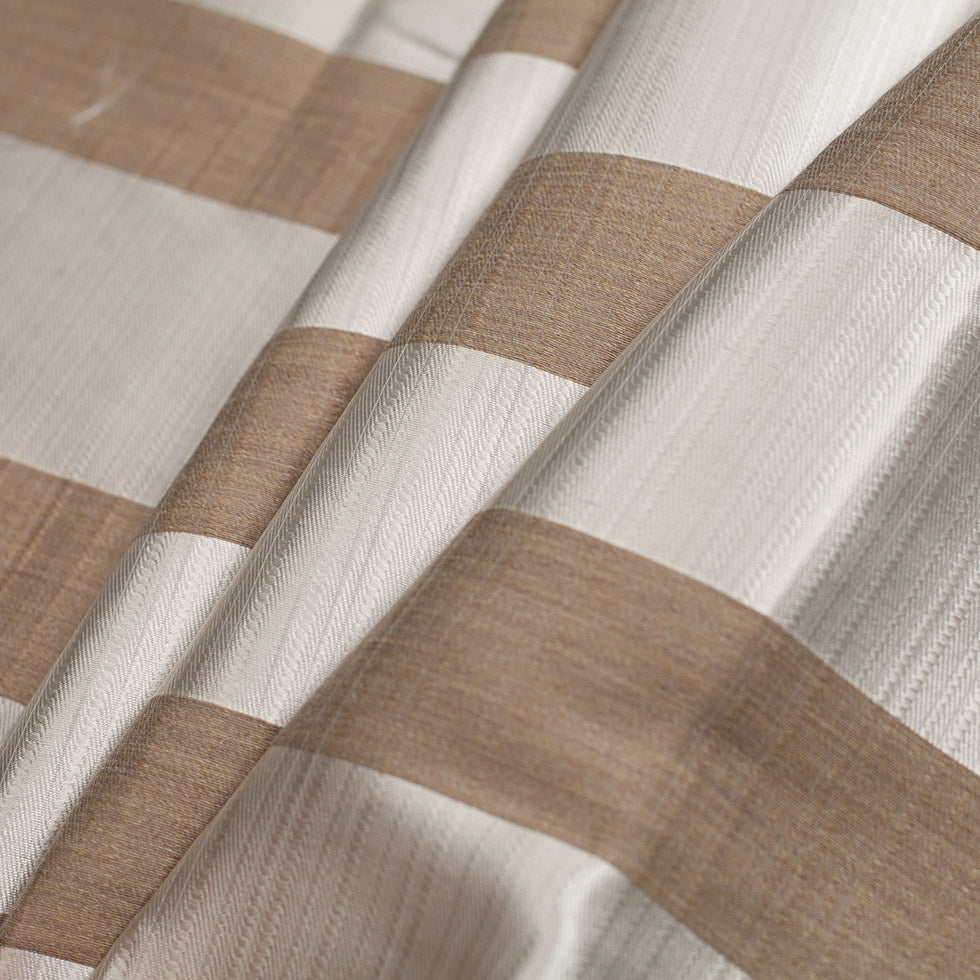 Turkish Striped Pearl/Beige Polyester Woven - Folded Turkish Striped Pearl/Beige Polyester Woven - Folded