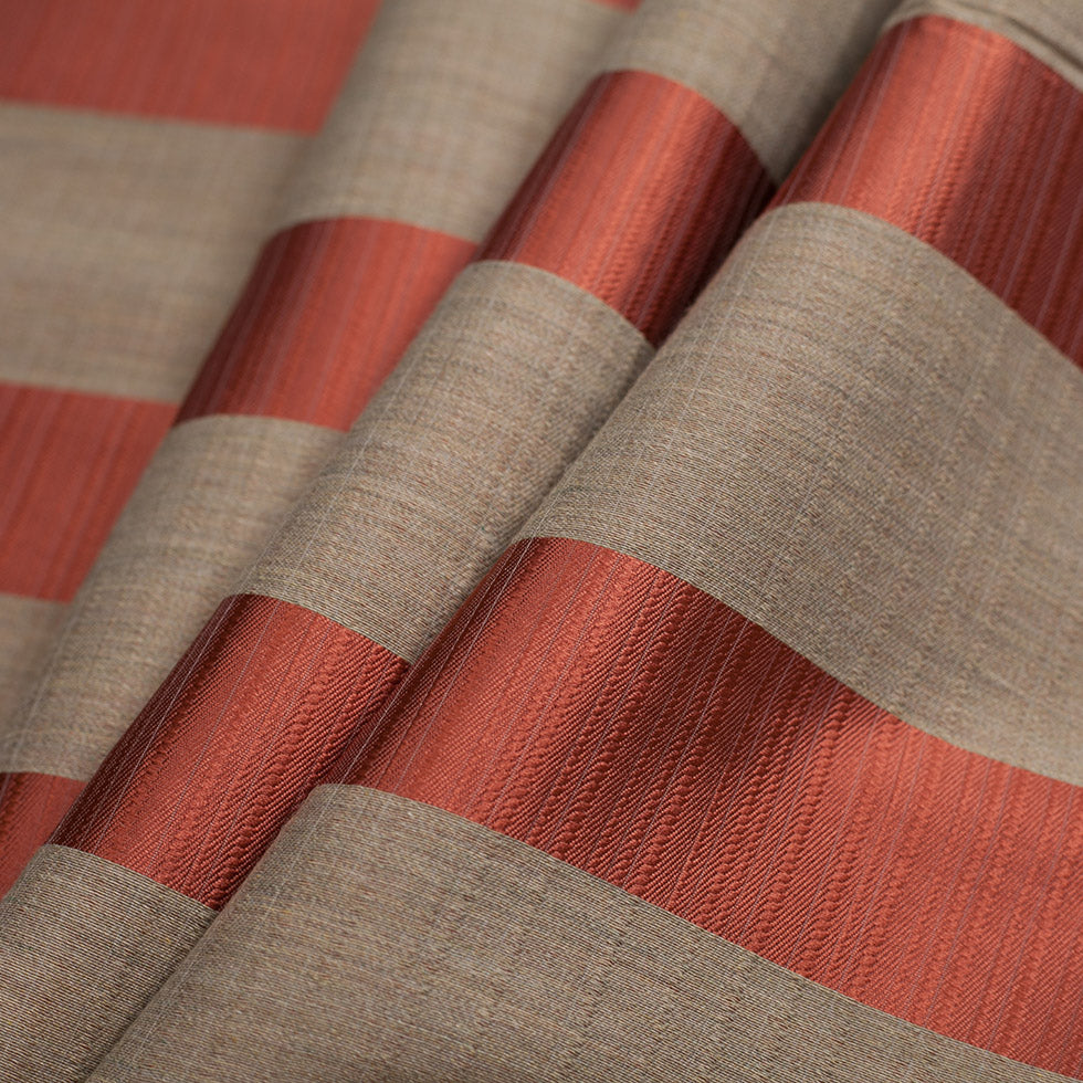 Turkish Striped Rust Polyester Woven - Folded Turkish Striped Rust Polyester Woven - Folded