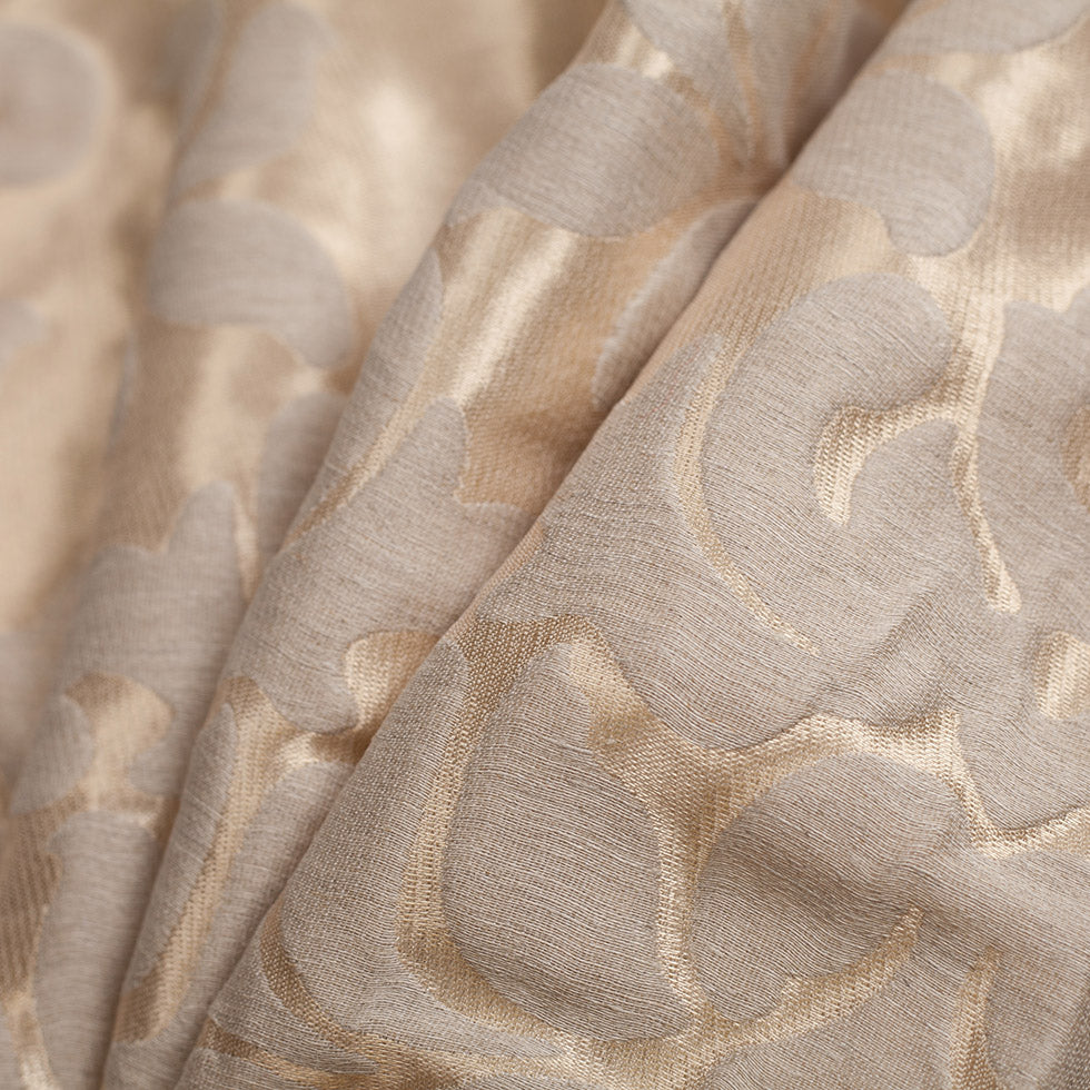 Turkish Metallic Gold/Beige Damask Polyester Brocade - Folded Turkish Metallic Gold/Beige Damask Polyester Brocade - Folded