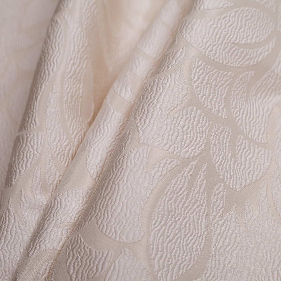 Ivory Floral Polyester Jacquard Folded Ivory Floral Polyester Jacquard Folded
