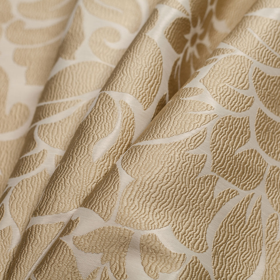 Turkish Victorian Gold Floral Polyester Jacquard - Folded Turkish Victorian Gold Floral Polyester Jacquard - Folded