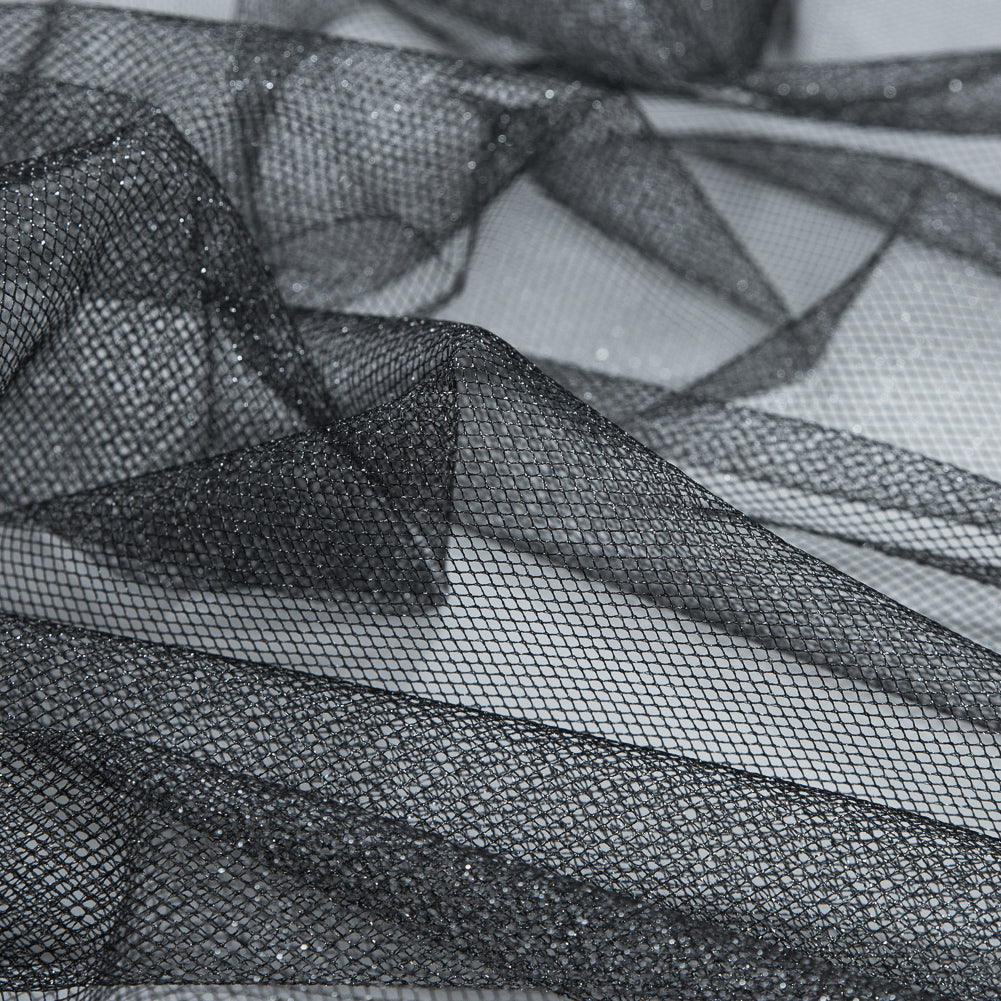 Metallic Tulle - Silver on Black Detail Metallic Tulle - Silver on Black Detail