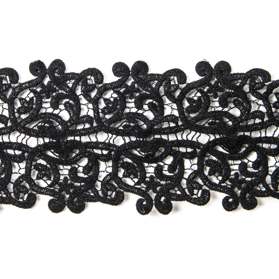 4 Metallic Black Lace Trim 4 Metallic Black Lace Trim
