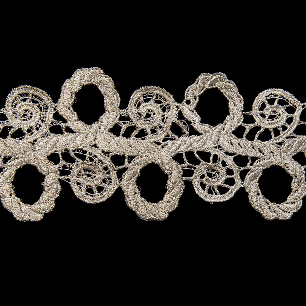 2.5" Metallic Silver Lace Trim 2.5" Metallic Silver Lace Trim