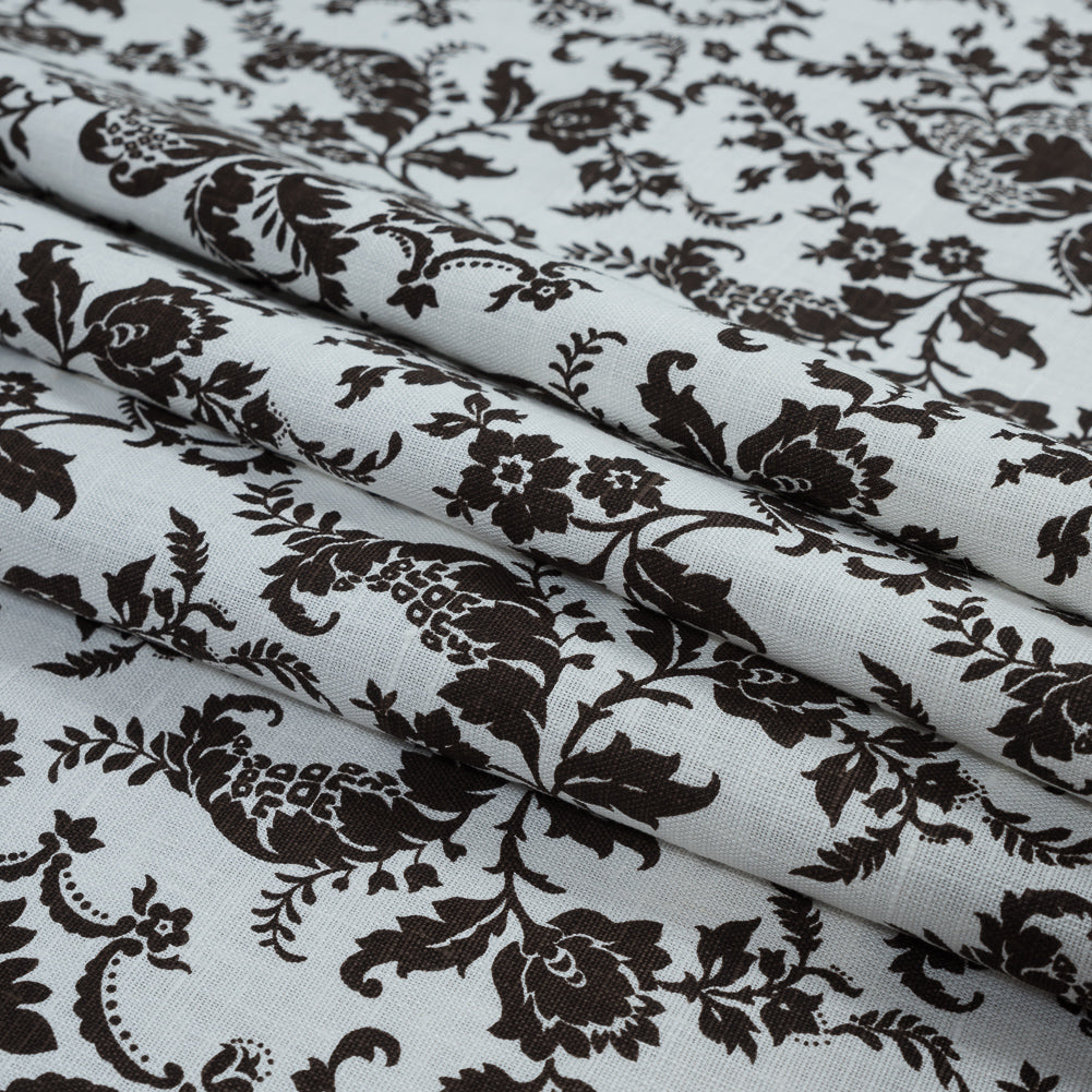 Brown and Lily White Damask Printed Linen Woven Folded Brown and Lily White Damask Printed Linen Woven Folded