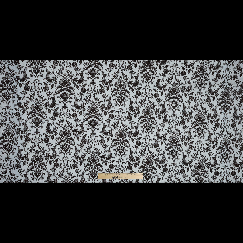 Brown and Lily White Damask Printed Linen Woven Full Brown and Lily White Damask Printed Linen Woven Full
