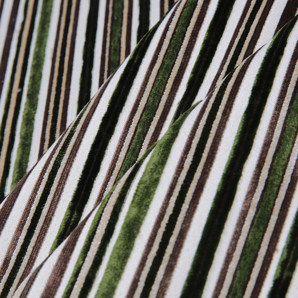 Green Laser-Cut Striped Polyester Velvet - Folded Green Laser-Cut Striped Polyester Velvet - Folded
