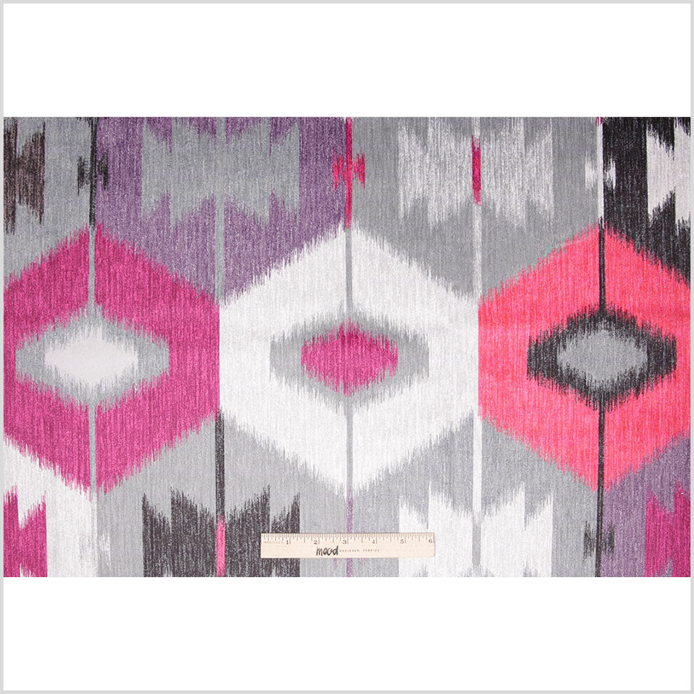 Fuchsia Large-Scale Ikat Geometric Upholstery Velvet Full Fuchsia Large-Scale Ikat Geometric Upholstery Velvet Full