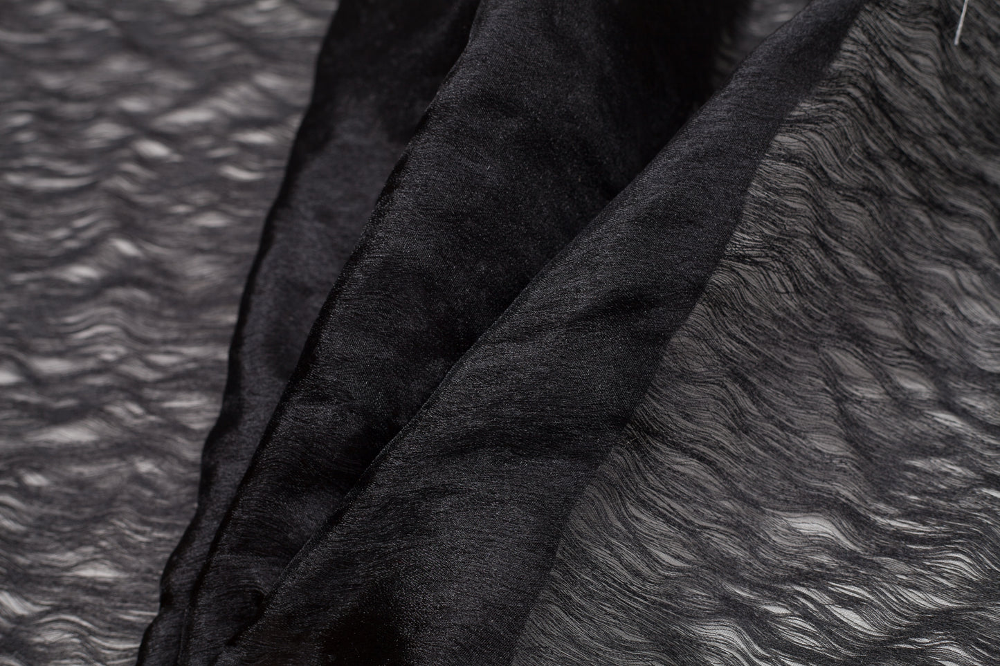 Turkish Black Novelty Polyester Sheer - Folded Turkish Black Novelty Polyester Sheer - Folded